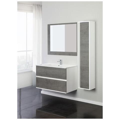 Feridras - Composizione Mobile Bagno 90 Cm Fabula 2 Cassetti Cemento ... Feridras - Composizione Mobile Bagno 90 Cm Fabula 2 Cassetti Cemento ...