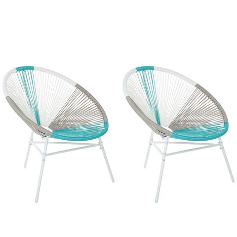 Beliani Set Di Sedie Spaghetti Bianco Beige Turchese Acapulco