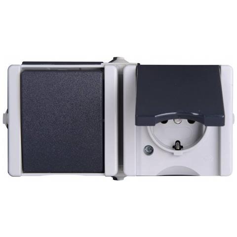 1 Pezzo Completo Combinazione Interruttore / prese Proaqa Grigio - Foto 1