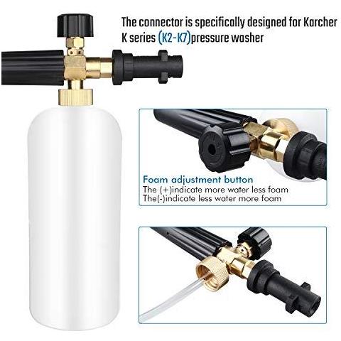 Regolabile Bottiglia Di Schiuma Cannone 1 Litro Neve Schiuma Lance Dispenser Di Sapone Ugello Karcher K Series K2 K3 K4 K5 K6 K7 Idropulitrice - Foto 2