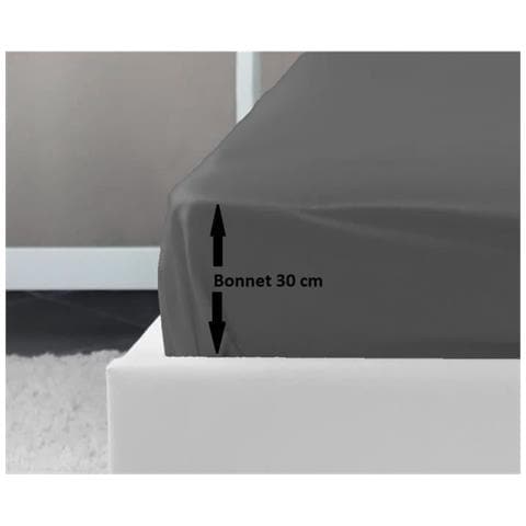 Lenzuolo Con Angoli 100% Cotone 160x200x30 Cm Grigio Scuro - Foto 1