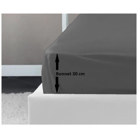 Lenzuolo Con Angoli 100% Cotone 160x200x30 Cm Grigio Scuro - Foto 2