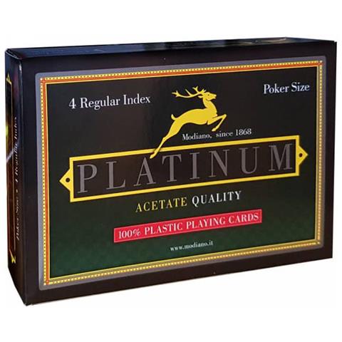 Duo Pack Platinum 4 Index - 2 Jeux De 55 Cartes 100% Plastique - Format Poker - 4 Index Standards - Foto 1