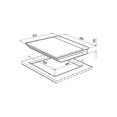Piano Cottura 301TGN 3 Fuochi Gas 2 Zone Cottura Elettrico da 58,4 cm Colore Nero - Foto 2