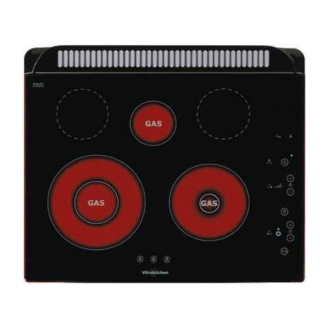 Piano Cottura 301TGN 3 Fuochi Gas 2 Zone Cottura Elettrico da 58,4 cm Colore Nero - Foto 1