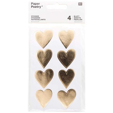 4 Fogli Di Adesivi Con Cuori Dorati - Foto 1