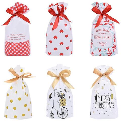 JOYIN 24 pezzi sacche da regalo kraft natalizie con stampe natalizie assortite per borse regalo per festività Kraft, sacchetti regalo di Natale, e bomboniere (non incluse carta tissutale