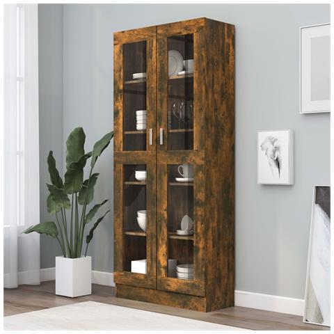 Mobile Vetrina Rovere Fumo 82,5x30,5x185,5 Cm Legno Multistrato - Foto 6