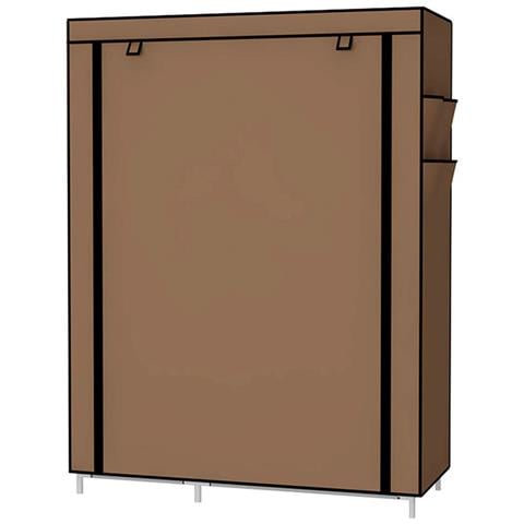 Guardaroba In Tessuto Con Tasche Laterali Home 170x105x45 Cm Marrone - Foto 4