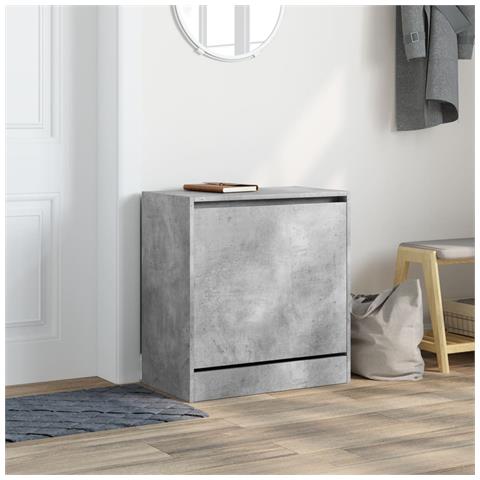 Scarpiera Grigio Cemento 60x34x63,5 Cm In Legno Multistrato - Foto 3