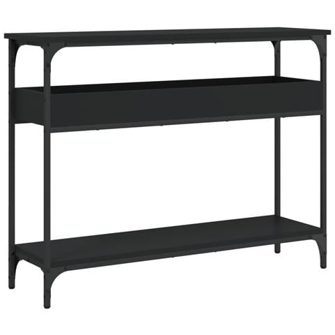 Tavolo Consolle Con Ripiano Nero 100x29x75cm Legno Multistrato - Foto 2