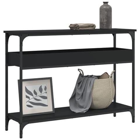 Tavolo Consolle Con Ripiano Nero 100x29x75cm Legno Multistrato - Foto 1