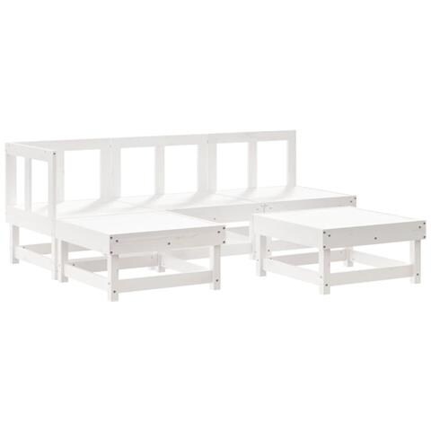 Set Salotto da Giardino 5 pz Bianco in Legno Massello di Pino - Foto 2