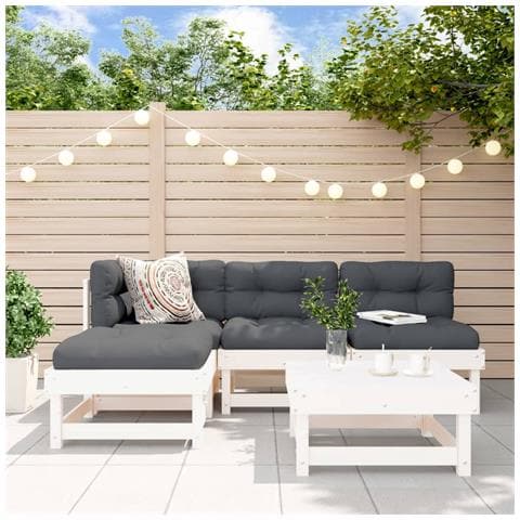 Set Salotto da Giardino 5 pz Bianco in Legno Massello di Pino - Foto 1