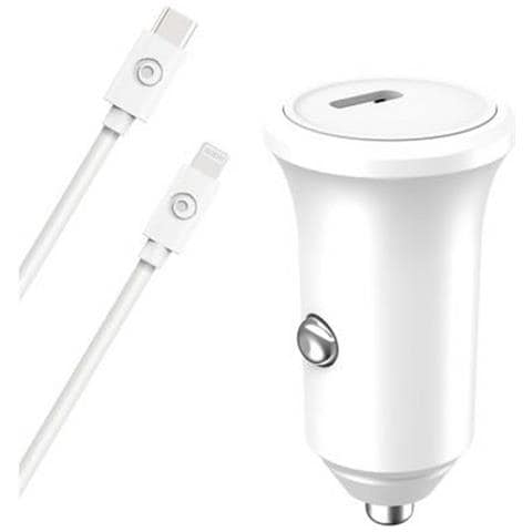 Caricatore Da Auto Usb C Cavo Usb C/lightning Power Delivery Da 30 W, Bianco - Foto 1