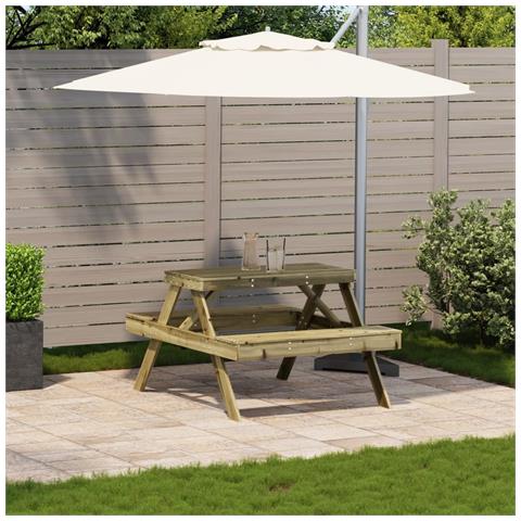 Tavolo Da Picnic 105x134x75 Cm In Legno Impregnato Di Pino - Foto 3