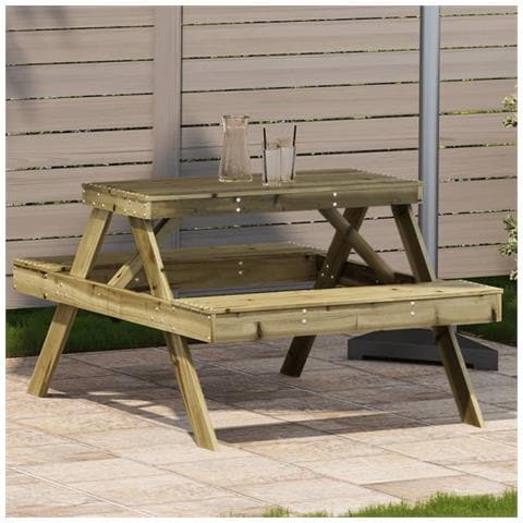 Tavolo Da Picnic 105x134x75 Cm In Legno Impregnato Di Pino - Foto 1
