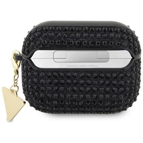 Cover Per Airpods Pro 4g Diamond Con Charm A Triangolo E Strass, Nero - Foto 2