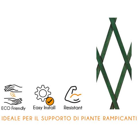 Traliccio Estensibile In Legno Per Piante Rampicanti Recinzione Giardino Balcone 100x200 Verde - Foto 4