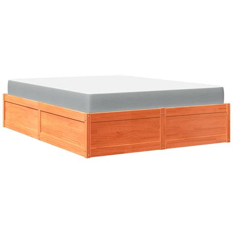 Letto Con Materasso Marrone Cera 160x200cm Legno Massello Pino - Foto 2