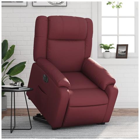 Poltrona Alzapersona Reclinabile Rosso Vino In Similpelle - Foto 1