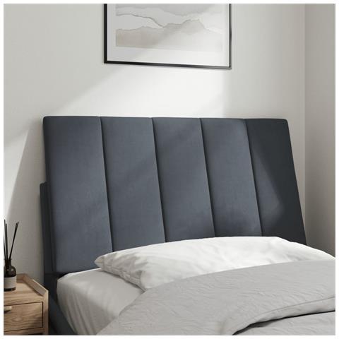 Cuscino Testiera Grigio Scuro 80 Cm In Velluto - Foto 3