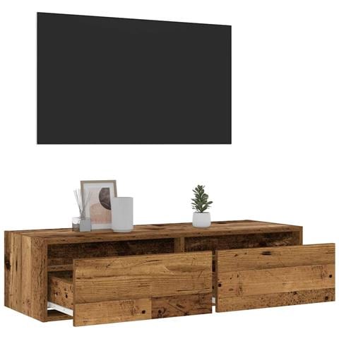 Mobile Porta TV con Luci LED Legno Vecchio 100X35,5x25 cm - Foto 2