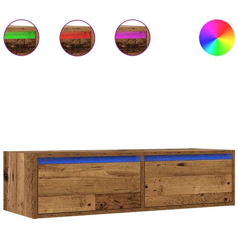 Mobile Porta TV con Luci LED Legno Vecchio 100X35,5x25 cm - Foto 1