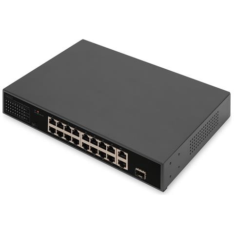 Switch PoE Fast Ethernet a 16 porte, 2 uplink Gigabit (RJ45/SFP) - Foto 1
