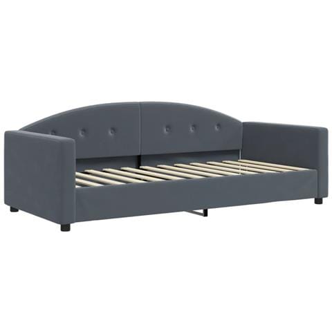 Letto Da Giorno Grigio Scuro 90x200 Cm In Velluto - Foto 2