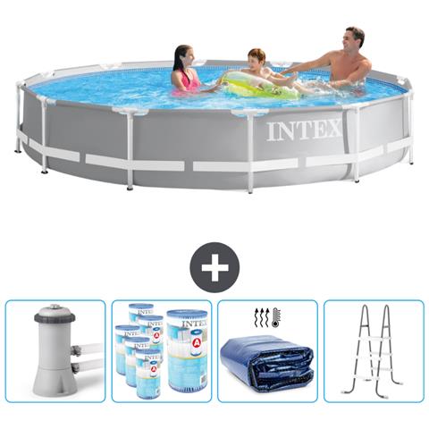 Piscina Fuori Terra - In Giro - 366x366x76 Cm - Grigio - Include Accessori Coordinati Cb95 - Foto 1