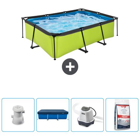 Piscina Fuori Terra - Rettangolo - 220x150x65 Cm - Groen - Include Accessori Coordinati Cb53 - Foto 1