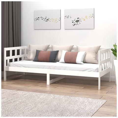 Lusso Casadino -  Dormeuse Bianca In Legno Massello Di Pino 90x190 Cm - Foto 8