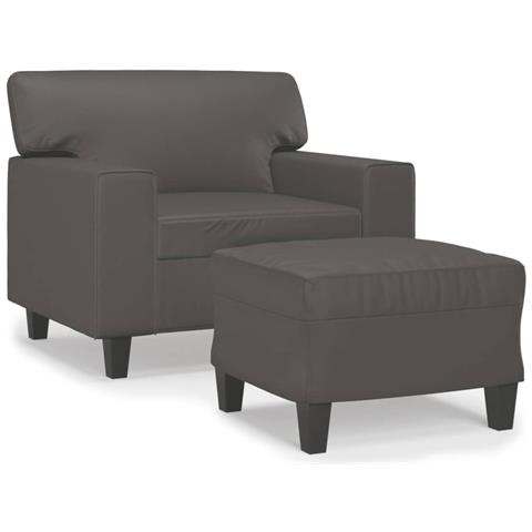 Lusso Casadino -  Poltrona Con Poggiapiedi Grigio 60 Cm In Similpelle - Foto 1