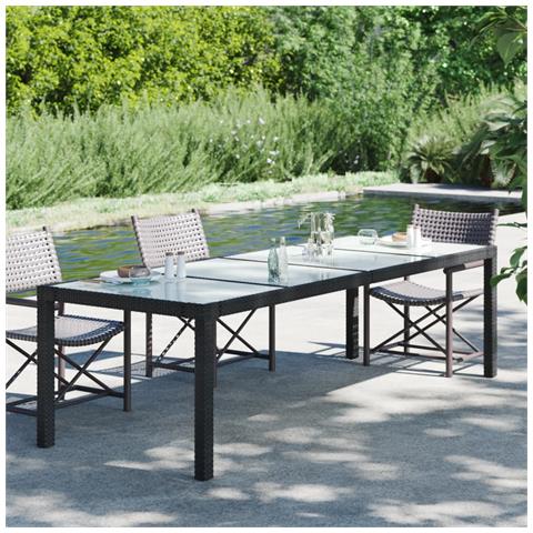 Lusso Casadino -  Tavolo Giardino Nero 250x100x75cm Vetro Temperato E Polyrattan - Foto 5
