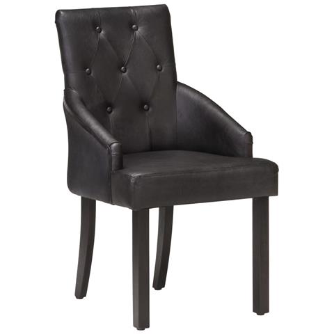 Lusso Casadino -  Sedie Da Pranzo 4 Pz Nere In Vera Pelle Di Capra - Foto 1