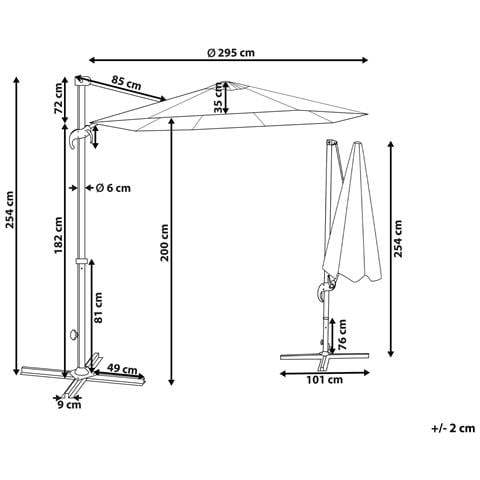 Ombrellone A Sbalzo 295 Cm Savona Ii Grigio Scuro - Foto 7