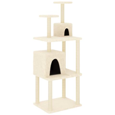 Albero per Gatti con Tiragraffi in Sisal Crema 167 cm - Foto 1