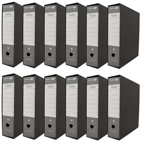 12x Raccoglitore Ad Anelli Per Buste Documenti Nero Grigio Registratore Protocollo - Foto 1