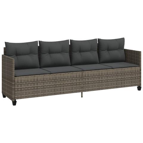 Lettino Prendisole con Cuscini Grigio in Polyrattan - Foto 1