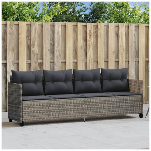 Lettino Prendisole con Cuscini Grigio in Polyrattan - Foto 2