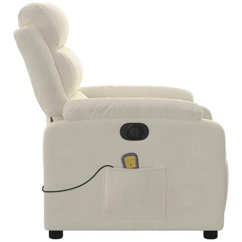 Poltrona Massaggiante Reclinabile Elettrica Crema Velluto - Foto 9