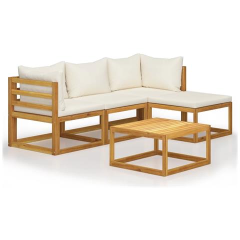 Set Salotto da Giardino 5 pz con Cuscini Legno Massello Acacia - Foto 1