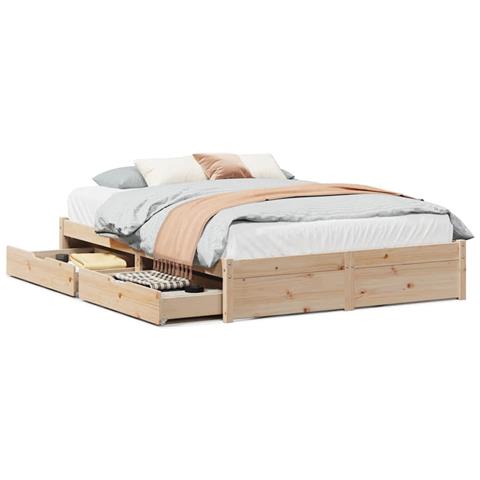 Letto senza Materasso 140x200 cm in Legno Massello di Pino - Foto 1