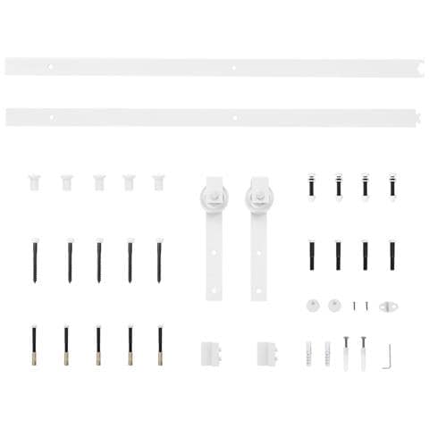 Porta Scorrevole con Set di Accessori 'ORKDAL'Bianca in Legno Massello e Vetro - Foto 9