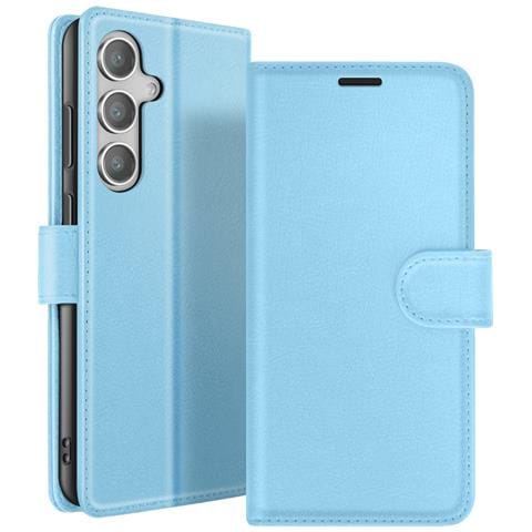 Custodia A Portafoglio Per Galaxy S24 Fe Con Funzione Di Supporto E Linguetta Magnetica, Azzurro - Foto 1