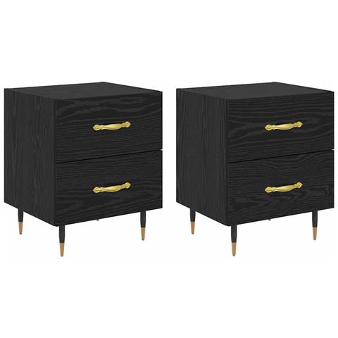 Armadio da Notte 2 pcs Rovere nero 40 x 35 x 47,5 cm - Foto 1