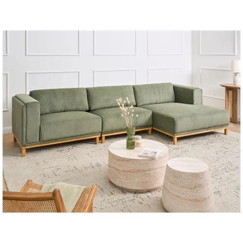 Divano Angolare 5 Posti Veng Velluto A Coste Verde Lato Sinistro - Foto 1