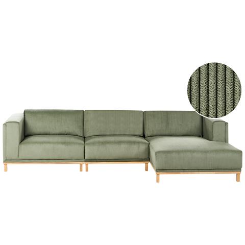 Divano Angolare 5 Posti Veng Velluto A Coste Verde Lato Sinistro - Foto 2