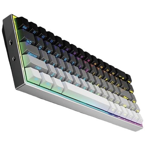 Tastiera Meccanica Cablata A 68 Tasti Con Retroilluminazione Mista - Grigio Gradiente Con Switch Blu - Foto 2